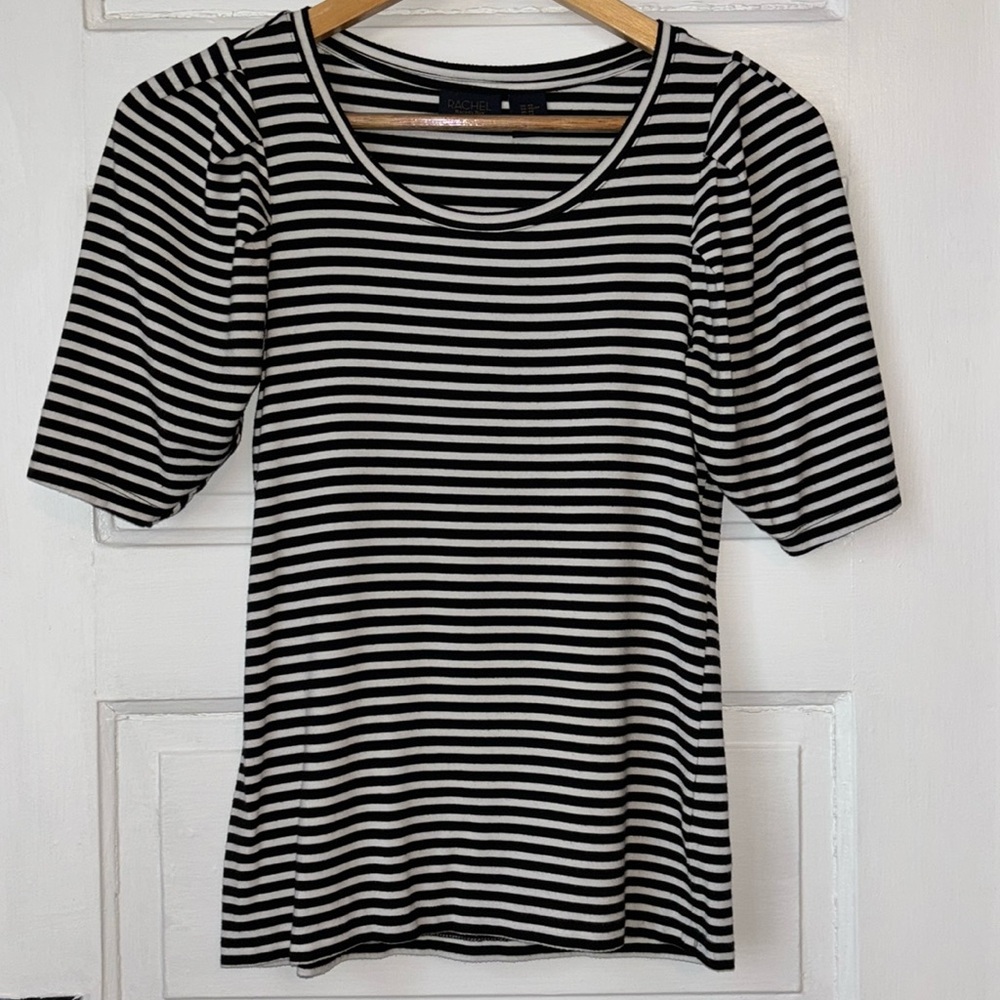 RACHEL ZOE STRIPED PUFF SLEEVE TOP